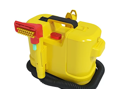 Yellow Cleaning Device With Red Nozzle Black Hose And Red Button 3d model