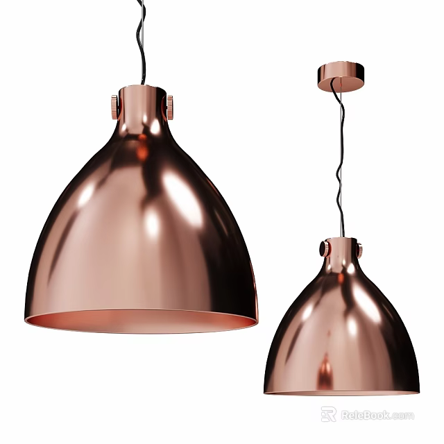 Modern Copper Ceiling Lamps With Dome Shaped Shades And Smooth Metallic Finish 3d model 