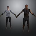 Medieval Male Character Wearing Leather Vest with Female Companion Standing in 3D Render