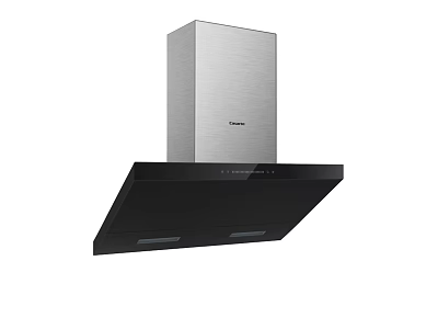 Casarte Modern Kitchen Range Hood With Stainless Steel Body And Black Panel 3d model