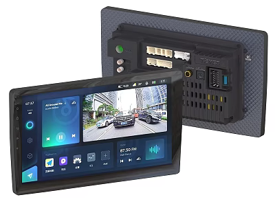 Car Touchscreen Display With Navigation Music Interface And Rear Circuit Board 3d model