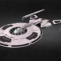 Futuristic Sci Fi Spaceship With Disc Shaped Hull And Sleek Engine Sections 3d model