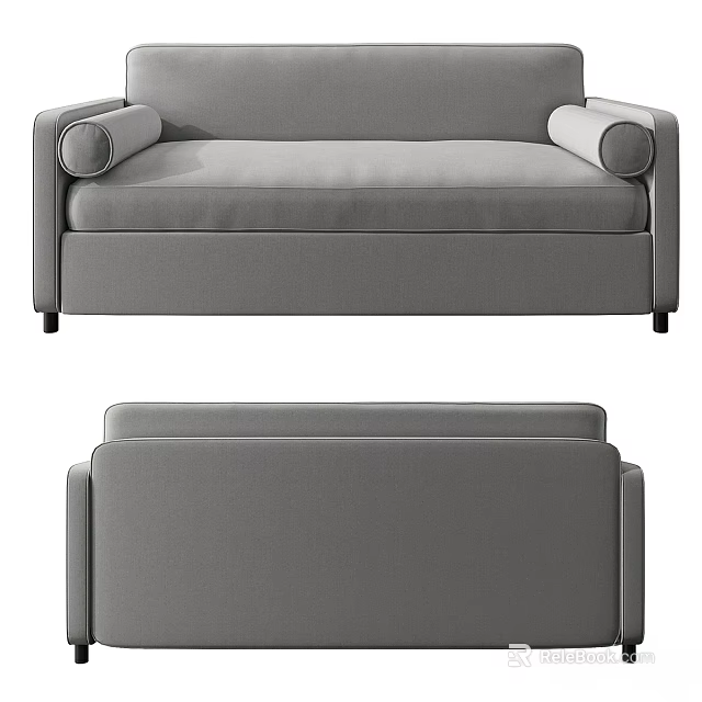 Gray Modern Sofa With Comfortable Upholstery And Stylish Armrest Design 3d model
