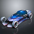 Futuristic Concept Car with Starry Sky Pattern Streamlined Design and Unique Wheels