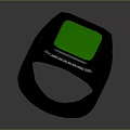 Stylish Black Ring With Square Green Gemstone And Modern Design Elements 3d model