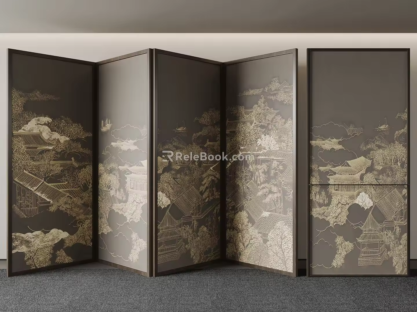 New Chinese-style screen partition 3d model