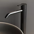 Modern Bathroom Vanity With Circular Backlit Mirror Gray Vessel Sink Wooden Cabinet And Black Faucet