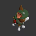 Cartoon Dog Character Wearing Green Hat With Badge And Green Backpack In Game Movie