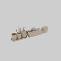 Natural Cork Bathroom Essentials Set With Stylish Storage And Eco Friendly Design 3d model