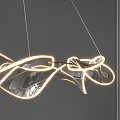 Modern Artistic Chandelier With Wavy Curved Design And Illuminated Glass Elements