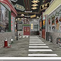 Vintage Old Shanghai Commercial Street With Neon Signs And Retro Decorations