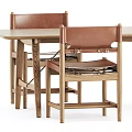 Middle style dining table and chair combination 3d model