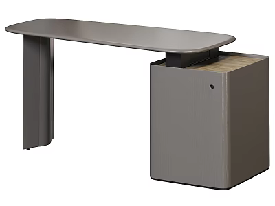 Modern Office Desk With Rectangular Top And Storage Cabinet Minimalist Design For Workspace 3d model