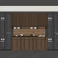 Modern Wine Cabinet Design With Glass Doors LED Lighting Wine Bottles And Wooden Cabinetry