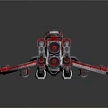 Red And Silver Mechanical Spaceship Model Showcasing Intricate Engine Wing And Structural Design 3d model