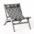 Wooden Frame Lounge Chair With Black Cushion And Multiple Angles 3d model