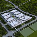 Bird's-eye view of modern factory building 3d model