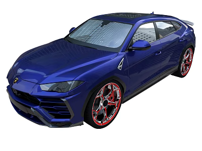 Sporty Blue SUV Car With Red Accent Wheels And Sleek Aerodynamic Exterior Design 3d model
