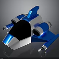 Blue And Silver Streamlined Spacecraft With Dual Engines For Space Exploration