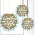 Colorful Gradient Crystal Chandeliers With Spherical Metal Frame For Home Decor
