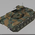 Military Tank With Camouflage Paint Tracks Turret And Antenna Features