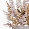 Elegant Bonsai Planter With Feathery Brown Pink Plants On Metal Stand
