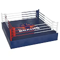 Professional Boxing Ring Sports Equipment With Blue Platform White Ropes Red Corner Posts And Logo
