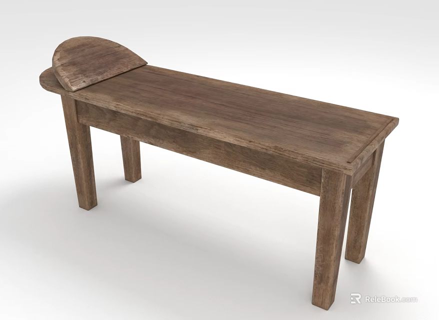 Simple Wooden Bench With Curved Backrest And Smooth Top Surface Design 3d model 