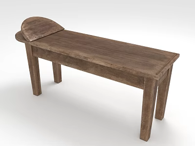 Simple Wooden Bench With Curved Backrest And Smooth Top Surface Design 3d model