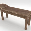 Simple Wooden Bench With Curved Backrest And Smooth Top Surface Design 3d model