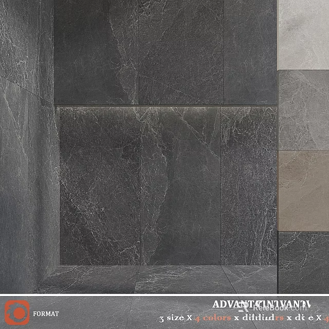 Gray Stone Slab Components Used For Wall And Floor Joining Projects 3d model 
