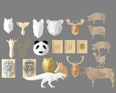 Modern animal wall decoration wall decoration pendant combination 3d model