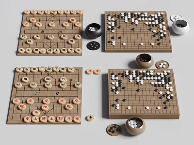 Chinese Chess And Go Game Sets For Entertainment 3d model Chinese Chess And Go Game Sets For Entertainment 3d model