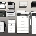 Essential Office Appliances Including HP Canon Printers And Multifunction Devices 3d model