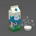 Fresh Milk Carton With Cow Illustration And Green Grass Background Near Glass Cups