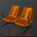 Modern Orange Striped Seats With Black Frames Public Venue Furniture