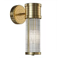 Elegant Golden Wall Lamp With Transparent Striped Shade And Illuminated Glow