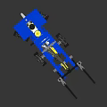 Blue Construction Blocks Forklift Toy with Mechanical Arm Movable Forks and Wheels