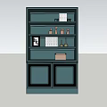 Teal Bookcase With Multiple Shelves Decorative Items Calendar And Photo Frame