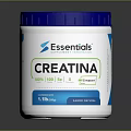 Essentials Creatina 100% Pure Clean Fitness Nutrition Powder White Jar Blue Lid
