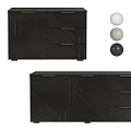 Modern Black Entryway Side Cabinet With Geometric Pattern And Metal Handles