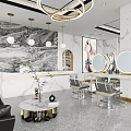 Modern Beauty Salon Interior With Round Mirrors Styling Chairs And Marble Accents