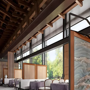 New Chinese Hotel Lobby Wang Shu Hotel Lobby 3d model