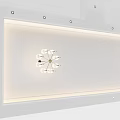 Modern White Ceiling Design With Rectangular Recessed LED Light Panel And Chandelier 3d model