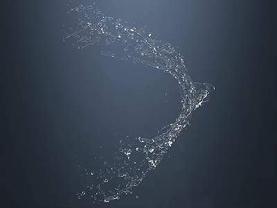 Dynamic Circular Water Splash On Dark Background With Flowing Droplets 3d model