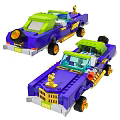 Colorful Building Blocks Car Models With Golden Wheels And Bat Wings Design