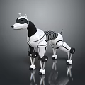 Mechanical Robot Dog With Black And White Design And Articulated Joints