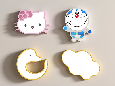 Cartoon Shaped Ceiling Lights With Hello Kitty Doraemon Moon And Cloud Designs 3d model
