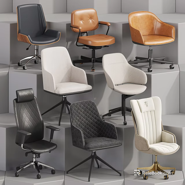 Modern Comfortable Office Chairs With Various Styles Materials And Designs For Workspace 3d model