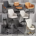Modern Comfortable Office Chairs With Various Styles Materials And Designs For Workspace 3d model